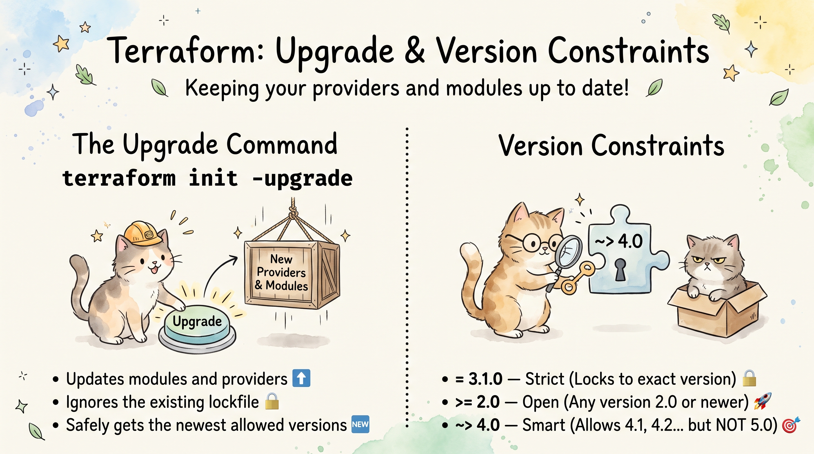 terraform init -upgrade and Version Constraints